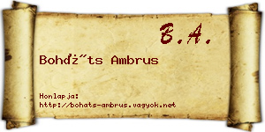 Boháts Ambrus névjegykártya